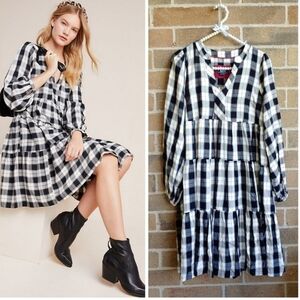 ANTHRO Maeve Amber Plaid Boho Dress